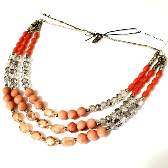 Ann Taylor Factory Jewelry - ANN TAYLOR CORAL STATEMENT LAYERS BEADED NECKLACE